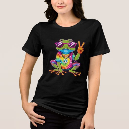 Boho Hippie 60er 70er Friedenszeichen Tri-Blend Shirt (Vorderseite)