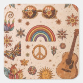 Boho-Hippie-Aufkleber Quadratischer Aufkleber (Vorderseite)