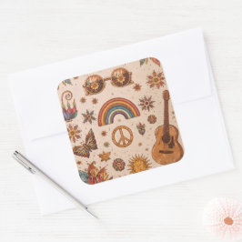 Boho-Hippie-Aufkleber Quadratischer Aufkleber