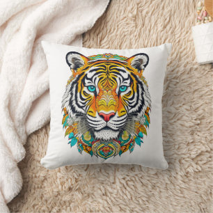 Boho Hippie Blumenkunst Jahr des Tigers Kissen