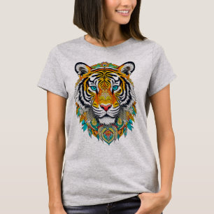 Boho Hippie Blumenkunst Jahr des Tigers T-Shirt