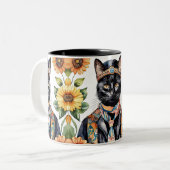 Boho Hippie Cat mit Scarf 11 oz Tasse (Vorderseite Links)