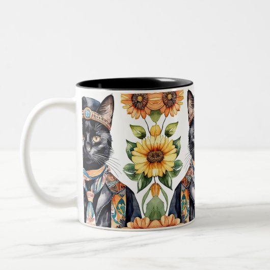 Boho Hippie Cat mit Scarf 11 oz Tasse (Links)