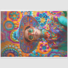 Boho Hippie Chic Groß Hut Vibrannte Farbe Decoupag Seidenpapier