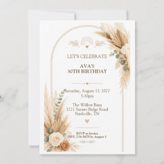 Boho Hippie Floral Geburtstag Einladung