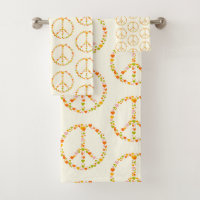 Boho Hippie Floral Peace Signature Muster in Gelb