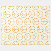 Boho Hippie Floral Peace Signature Muster in Gelb Fleecedecke (Vorderseite (Horizontal))