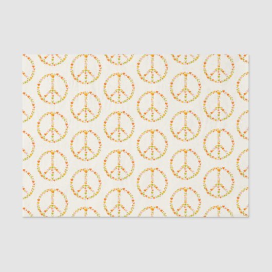 Boho Hippie Floral Peace Signature Muster in Gelb  Seidenpapier (Vorderseite)