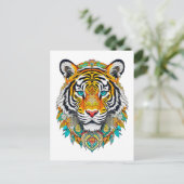 Boho Hippie Floral Year of the Tiger Art Postkarte (Stehend Vorderseite)