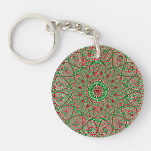 Boho Hippie Funky Trippy Verzierte Weihnachts-Mand Schlüsselanhänger