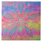 Boho Hippie Gefärbte Krawatte Neon Pastel Mandala  Fliese (Vorderseite)