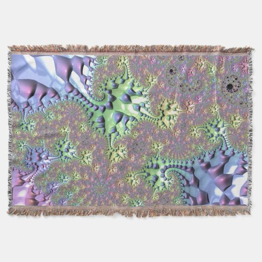 Boho Hippie Groovy Shiny Colorful Rainbow Fraktal Decke (Vorderseite)