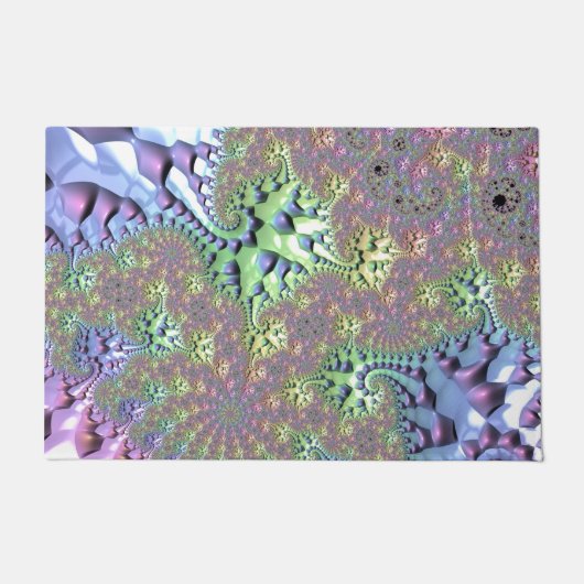 Boho Hippie Groovy Shiny Colorful Rainbow Fraktal Fußmatte (Vorderseite)