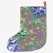 Boho Hippie Groovy Shiny Colorful Rainbow Fraktal Großer Weihnachtsstrumpf (Rückseite)