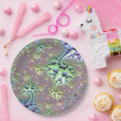 Boho Hippie Groovy Shiny Colorful Rainbow Fraktal Pappteller (Party)