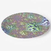 Boho Hippie Groovy Shiny Colorful Rainbow Fraktal Pappteller (Schrägansicht)