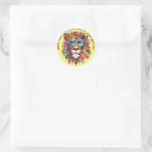 Boho Hippie Lion SHades Runder Aufkleber (Tasche)