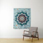 Boho Hippie Mandala mit Orange Blume Wandteppich (Beispiel)
