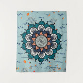 Boho Hippie Mandala mit Orange Blume Wandteppich (Vorderseite)