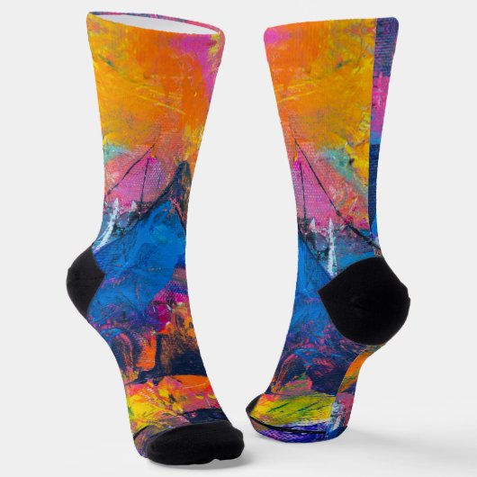 Boho hippie pastellfarbener Regenbogen Einhorn gef Socken (Gewinkelt)