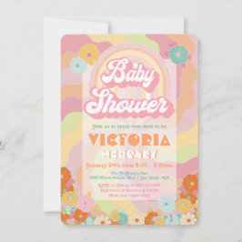 Boho Hippie Rainbow Floral Baby Shower Einladung