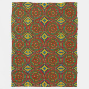 Boho Hippie Red Yellow Blue Vintag Tribal Ethnic Fleecedecke