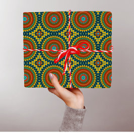 Boho Hippie Red Yellow Blue Vintag Tribal Ethnic Geschenkpapier