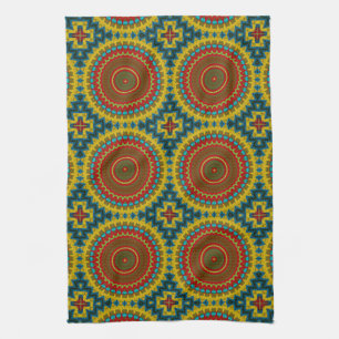 Boho Hippie Red Yellow Blue Vintag Tribal Ethnic Geschirrtuch