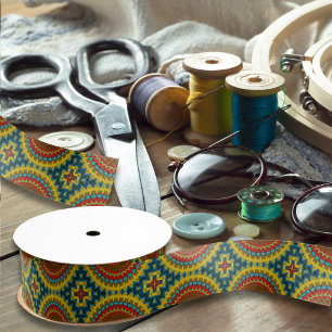 Boho Hippie Red Yellow Blue Vintag Tribal Ethnic Ripsband