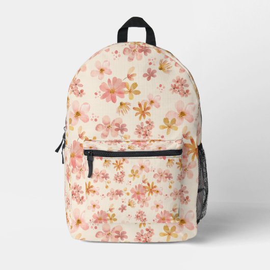 Boho hippie rustikale erdige natürliche Blume Bedruckter Rucksack (Vorderseite)