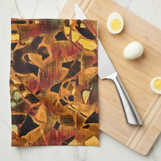 Boho Hippie Tribal Brown Green Red Native Patches Geschirrtuch (Viertel Falte)