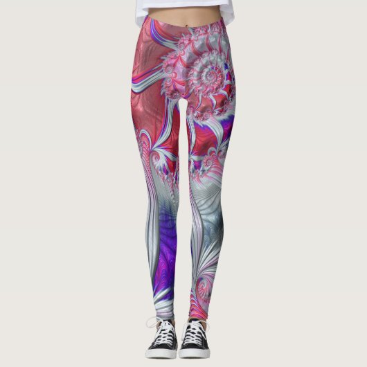 Boho Hippie Trippy Funky Nautilus Spiral Fraktal Leggings (Vorderseite)