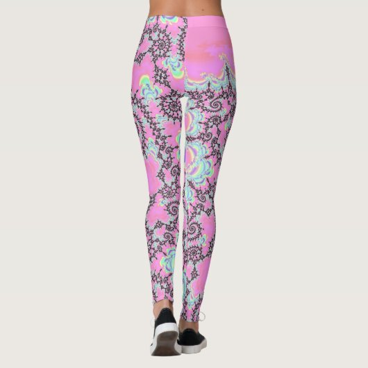 Boho Hippie Unicorn Pastel Mandelbrot Fraktal Leggings (Rückseite)