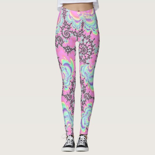 Boho Hippie Unicorn Pastel Mandelbrot Fraktal Leggings (Vorderseite)