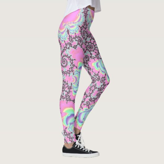 Boho Hippie Unicorn Pastel Mandelbrot Fraktal Leggings (Rechts)