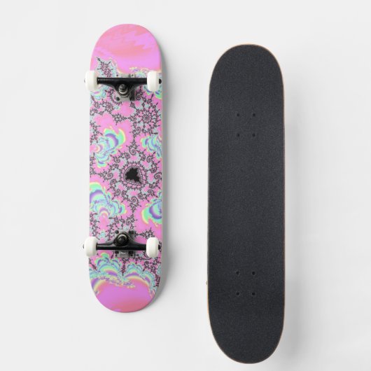 Boho Hippie Unicorn Pastel Mandelbrot Fraktal Skateboard (Vorderseite)