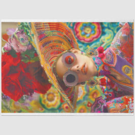 Boho Hippie Vibranred Colored Decoupage Seidenpapier