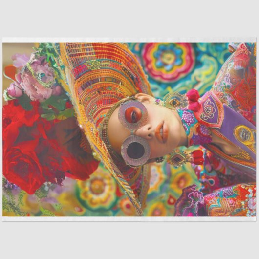 Boho Hippie Vibranred Colored Decoupage Seidenpapier (Vorderseite)