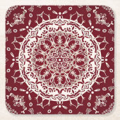 Boho Hippie Zen Inspiriert Red Intricate Mandala Rechteckiger Pappuntersetzer (Vorderseite)