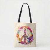 Boho Hippy 60er 70er Friedenszeichen Tasche (Vorderseite)