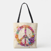 Boho Hippy 60er 70er Friedenszeichen Tasche (Rückseite)