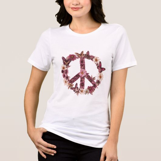 Boho Hippy 60s 70s Peace Love Tri-Blend Shirt (Vorderseite)
