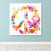 Boho Hippy 60s 70s Peace Sign Canvas Print Leinwanddruck (Insitu (Holzboden))