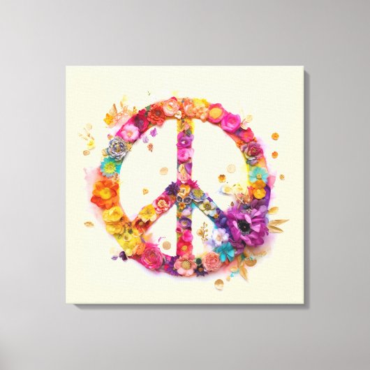 Boho Hippy 60s 70s Peace Sign Canvas Print Leinwanddruck (Vorderseite)