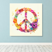 Boho Hippy 60s 70s Peace Sign Canvas Print Leinwanddruck (Insitu (Holzboden))
