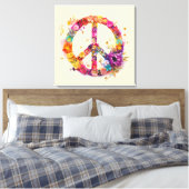 Boho Hippy 60s 70s Peace Sign Canvas Print Leinwanddruck (Insitu (Schlafzimmer))