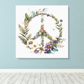 Boho Hippy 60s 70s Peace Sign Canvas Print Leinwanddruck (Insitu (Holzboden))