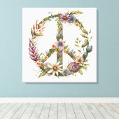 Boho Hippy 60s 70s Peace Sign Canvas Print Leinwanddruck (Insitu (Holzboden))
