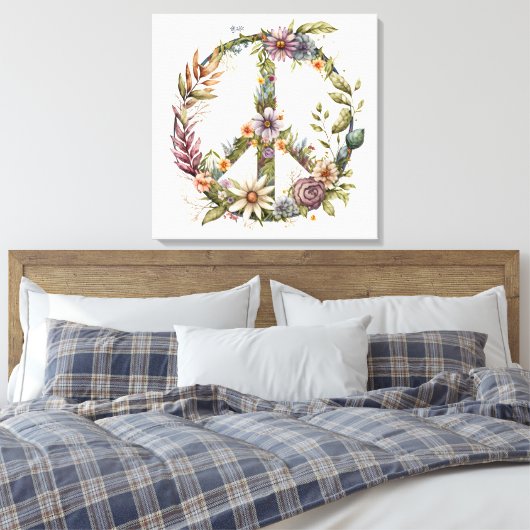 Boho Hippy 60s 70s Peace Sign Canvas Print Leinwanddruck (Insitu (Schlafzimmer))