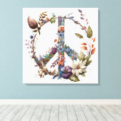 Boho Hippy 60s 70s Peace Sign Canvas Print Leinwanddruck (Insitu (Holzboden))